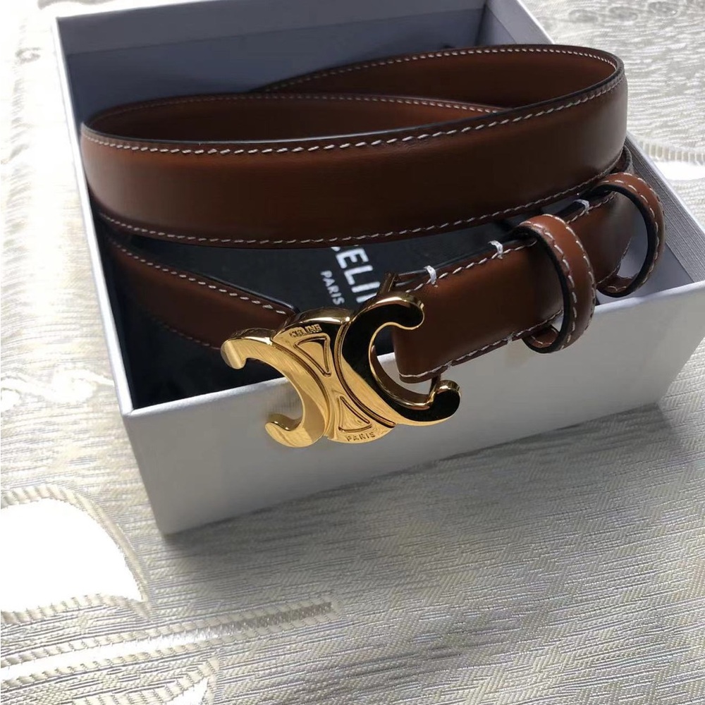 💖✨Celine Belt・Brown Leather・Gold Buckle・80cm・Box + Dust Bag - Picture 2 of 8